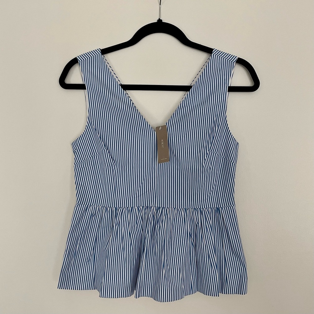 Jcrew Petite Striped Sleeveless Peplum Top